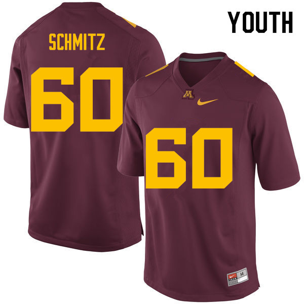 Youth #60 John Michael Schmitz Minnesota Golden Gophers College Football Jerseys Sale-Maroon
